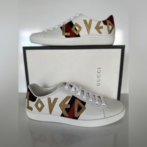 GORGEOUS! Gucci Ace “LOVED” low top sneakers.